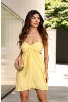 Vestido Curto Com Laço Feminina Revanche Caliábria AMARELO CLARO