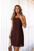 Vestido Curto Com Lastex Feminina Revanche Matiana MARROM