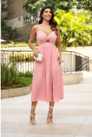 Vestido Midi Floral Feminina Revanche Chamusca ROSA