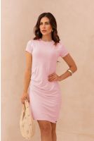 Vestido Curto Com Pregas Feminina Revanche Sêxtias ROSA CLARO