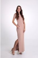 Vestido Longo com Bolsos e Fendas Laterais Revanche-VT.FEM.00055 CÁQUI