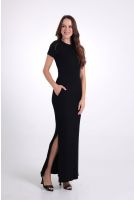 Vestido Longo com Bolsos e Fendas Laterais Revanche-VT.FEM.00055 PRETO