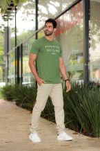 Camiseta basica verde militar shop