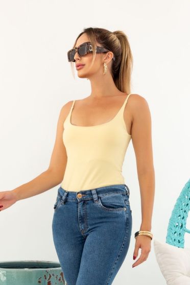 Blusa De Alça Com Elástano Feminino Revanche Salonica AMARELO MANTEIGA