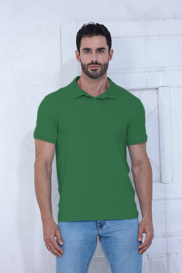 Camiseta Polo Masculina Dog Bordado Cotton Revanche-0113893 VERDE ASPEN