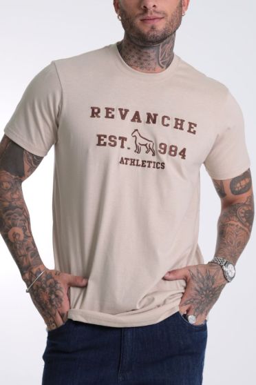 Camiseta Básica Bordada Masculino Revanche Tenes AREIA