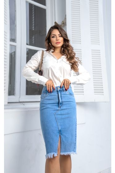 Camisa Manga Longa Com Bolso Feminina Revanche Eleanor OFF WHITE