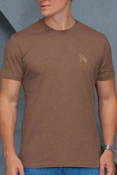 Camiseta Basica Manga Curta Masculino Revanche Chuy MARROM CLARO