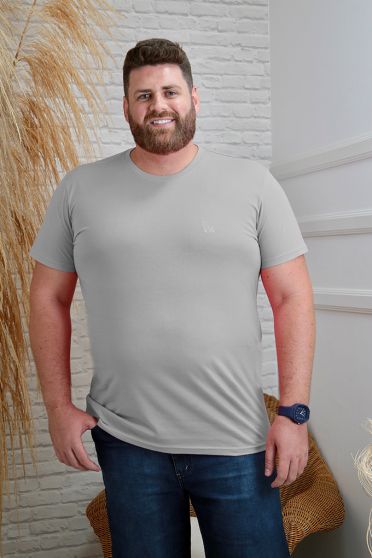 Camiseta Bordada Plus Size Masculina Revanche Medina CINZA CLARO