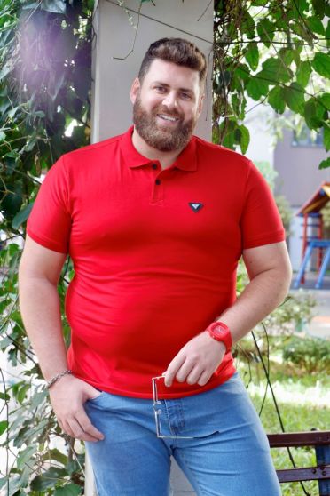 Camiseta Polo Com Plaquinha Plus Size Masculina Revanche Cornago BORDO