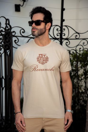 Camiseta Decote Careca Estampada Masculino Revanche Extremoz AREIA