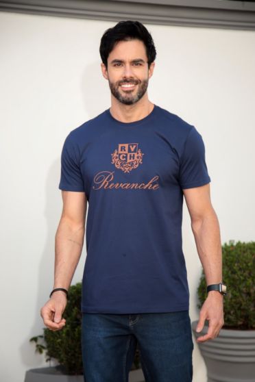 Camiseta Decote Careca Estampada Masculino Revanche Extremoz AZUL MARINHO