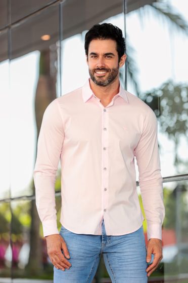 Camisa Tricoline Masculina Revanche Tobermory ROSA CLARO