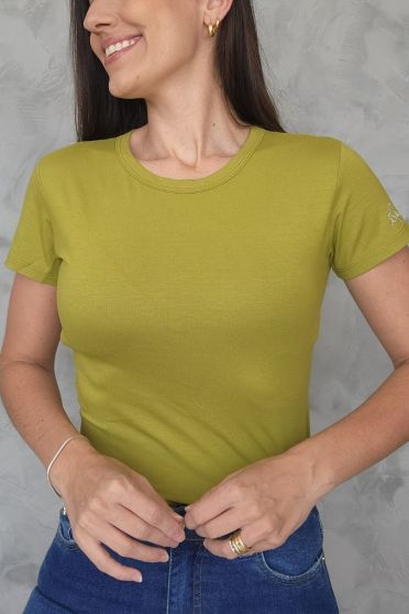 Blusa Baby Look Basica Manga Curta Feminina Revanche Sylfaeno