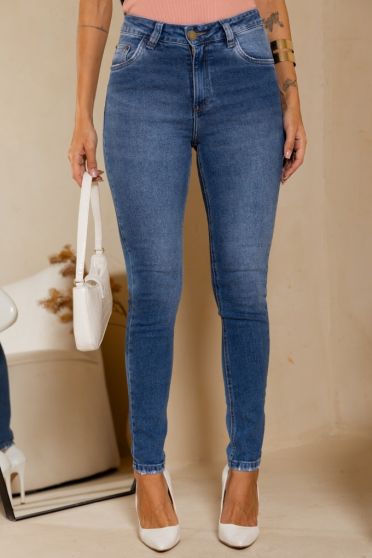 Calça Jeans Skinny Com Elástico Feminina Revanche Solsona Azul