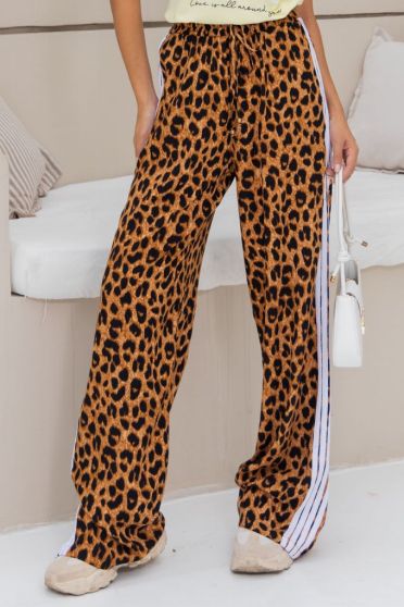 Calça Pantalona Animal Print Sport Feminina Revanche Matutina MARROM