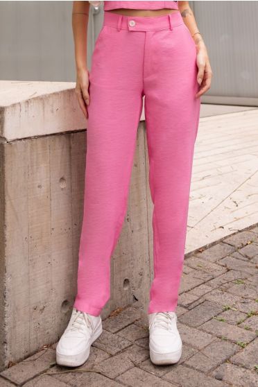 Calça Alfaiataria Cós Com Recorte Feminino Revanche Nuremberga ROSA CHICLETE