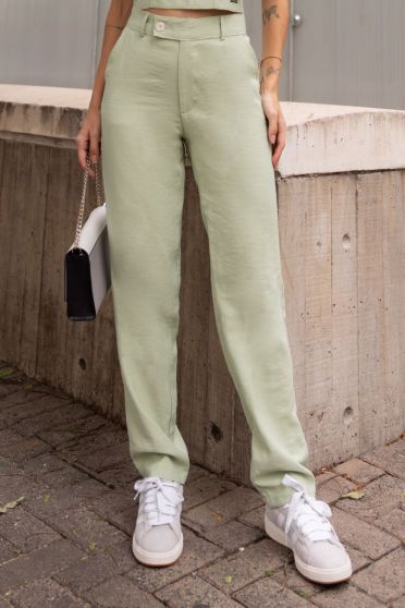 Calça Alfaiataria Cós Com Recorte Feminino Revanche Nuremberga VERDE CLARO