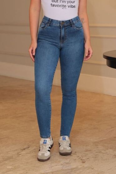 Calça Jeans Skinny Com Elástico No Cós Feminina Revanche Andradina UNICA