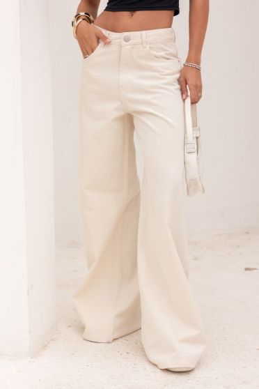 Calça Wide Leg Color Feminina Revanche Colinas NATURAL