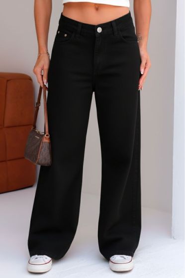 Calça Wide Leg Color Feminina Revanche Colinas PRETO