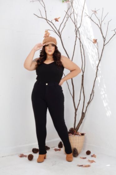 Calça Bandagem Montaria Plus Size Feminina Revanche Zâmbia PRETO