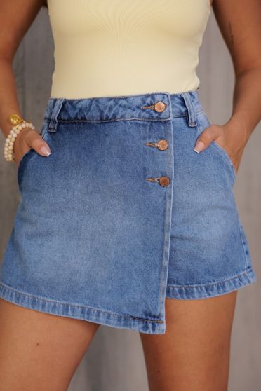 Shorts Saia Jeans Bolso Faca Feminino Revanche Portland UNICA