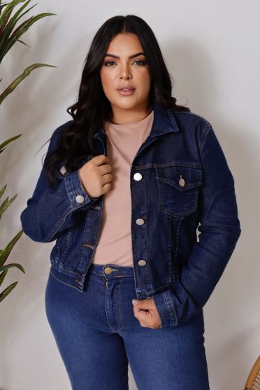 Jaqueta Jeans Básica Curvy Feminina Revanche Hirina UNICA