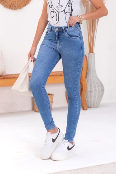 Calça Jeans Skinny Com Elástico Feminina Revanche Solsona Azul