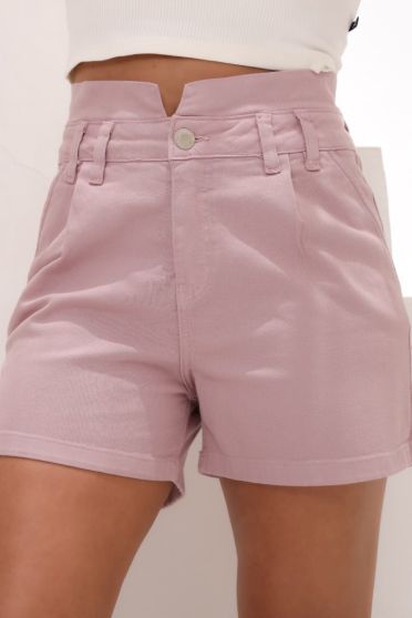Shorts Color Com Cós Duplo e Bolso Faca Feminino Revanche Rubim NUDE