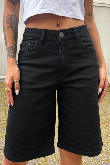 Bermuda Jorts Color Com Elastano Feminina Revanche Mansoa PRETO