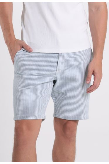 Bermuda Sarja Masculina Listrada Casual Revanche - BM.MAS.00045 LISTRA AZUL CLARO