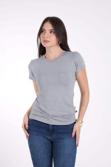 Blusa Baby Look Basica Feminina Revanche Fiji CINZA