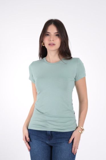 Blusa Baby Look Basica Feminina Revanche Fiji VERDE AGUA