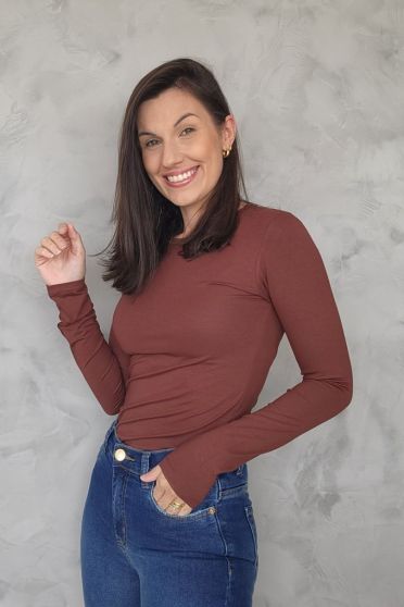 Blusa Manga Longa Feminina Revanche Amara MARROM ESCURO