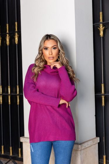 Blusa De Tricot Gola Boba Feminina Revanche Alajuela MAGENTA