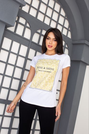 T-Shirt estampada feminina Revanche Azogues BRANCO