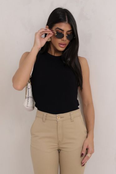 Regata Cavada Básica Feminina Revanche Itapuca PRETO