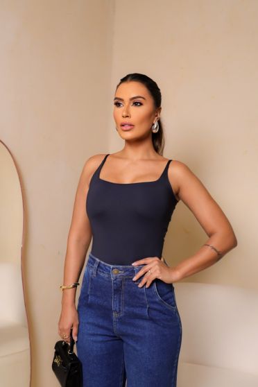 Blusa De Alça Com Elástano Feminino Revanche Salonica PRETO