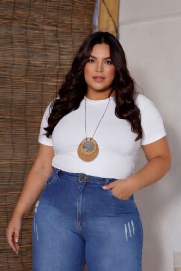 Blusa Cropped Canelado Curvy Feminina Revanche Edelira BRANCO