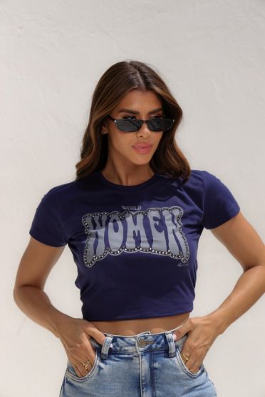 Camiseta Estampada Word Women Feminino Revanche Lagunillas AZUL MARINHO
