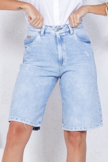 Bermuda Jeans Jorts Feminina Revanche Tejupá Azul