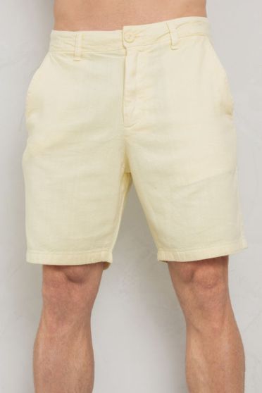 Bermuda Linho Tinturada Bolso Faca Masculina Revanche Consilino AMARELO CLARO
