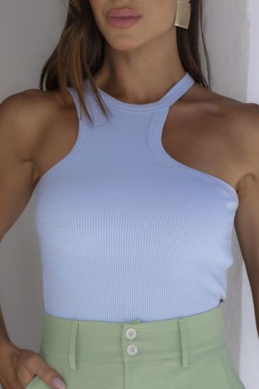 Blusa Cavada Decote Assimétrico Feminino Revanche Armênia AZUL BEBE