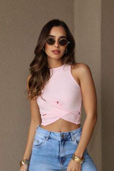 Blusa Transpassada Feminina Revanche Luna ROSA BEBE