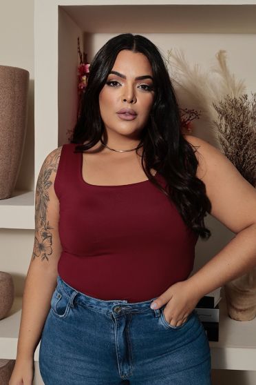Blusa Curvy Alça Larga Feminina Revanche Pallantia VINHO