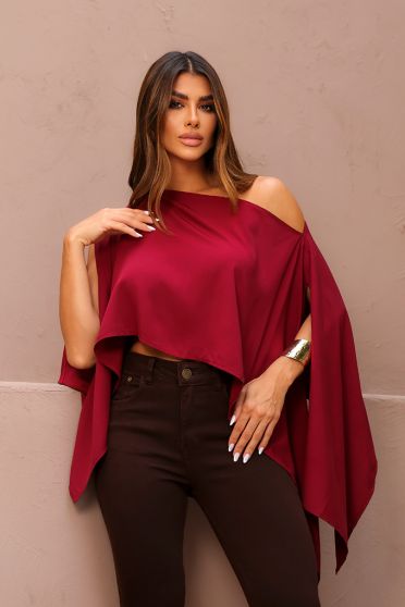 Blusa Ampla Manga Flutuante Feminina Revanche Laranda MARSALA