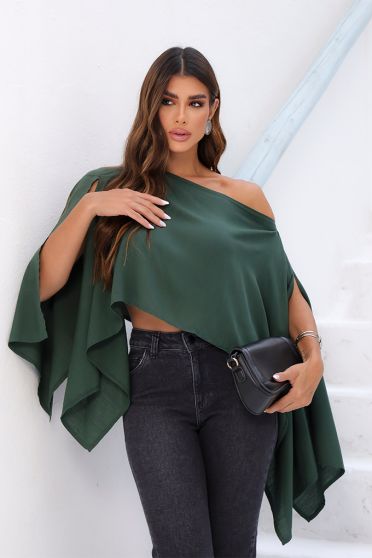 Blusa Ampla Manga Flutuante Feminina Revanche Laranda VERDE