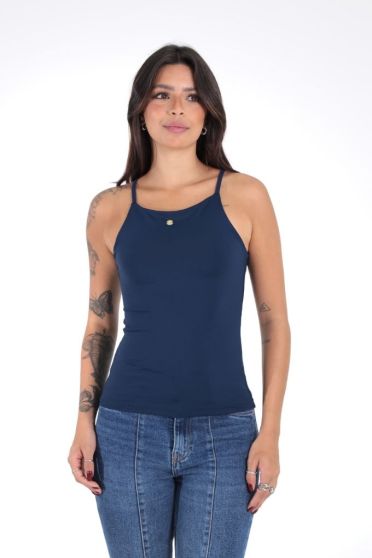 Blusa Alcinha Cavada Plaquinha Revanche - BL.FEM.00138 AZUL MARINHO