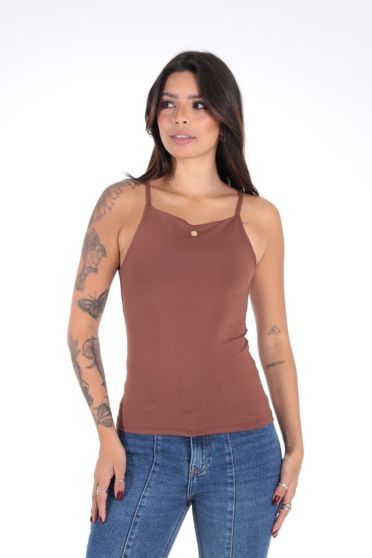 Blusa Alcinha Cavada Plaquinha Revanche - BL.FEM.00138 Marrom